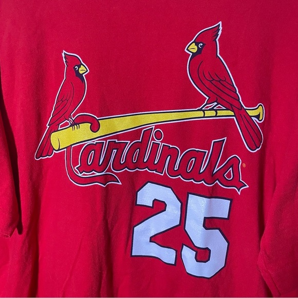 Vintage 90s Majestic St. Louis Cardinals Mark McGwire Red Graphic Tee - Picture 2 of 5